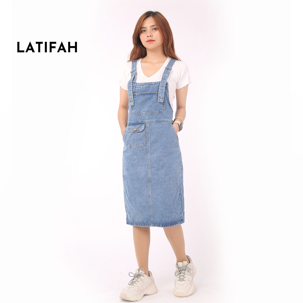 [Mã BMLT30 giảm đến 30K đơn 299K] Yếm váy jean LATIFAH form dài có nắp YJ011 phong cách hàn quốc