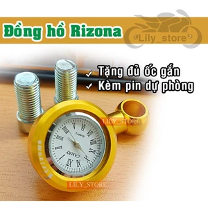 Đồng hồ gắn chân kính chiếu hậu mini xe máy tặng kèm ốc bắt 10 ly và pin