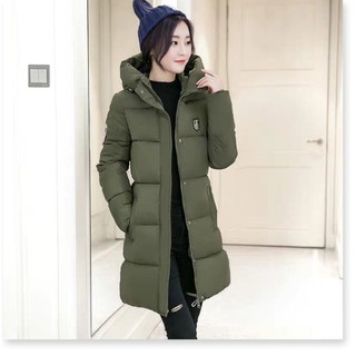 ÁO KHOÁC PHAO NỮ 3 LỚP DÁNG DÀI LOGO THÊU CỰC ẤM CHO MÙA ĐÔNG THU ĐÔNG