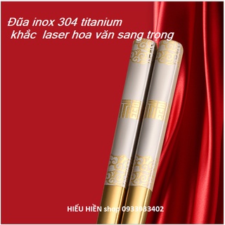 Set 2 đôi Đũa INOX 304 Mạ TiTan Vàng- Xám Chống Trượt Phong Cách Nhật Hàn - Đũa Cao Cấp.