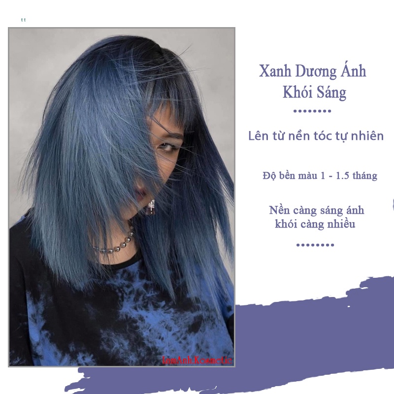 Thuốc nhuộm tóc màu XANH DƯƠNG ÁNH KHÓI SÁNG 100ml  màu nhuộm lên chuẩn tone