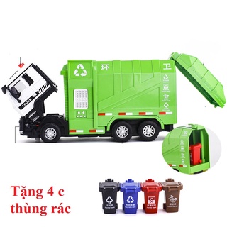 Mô hình xe ô tô chở rác, xe cứu hỏa ,xe cứu thương, xe tăng, xe cẩu có âm thanh, đèn và mở cửa được