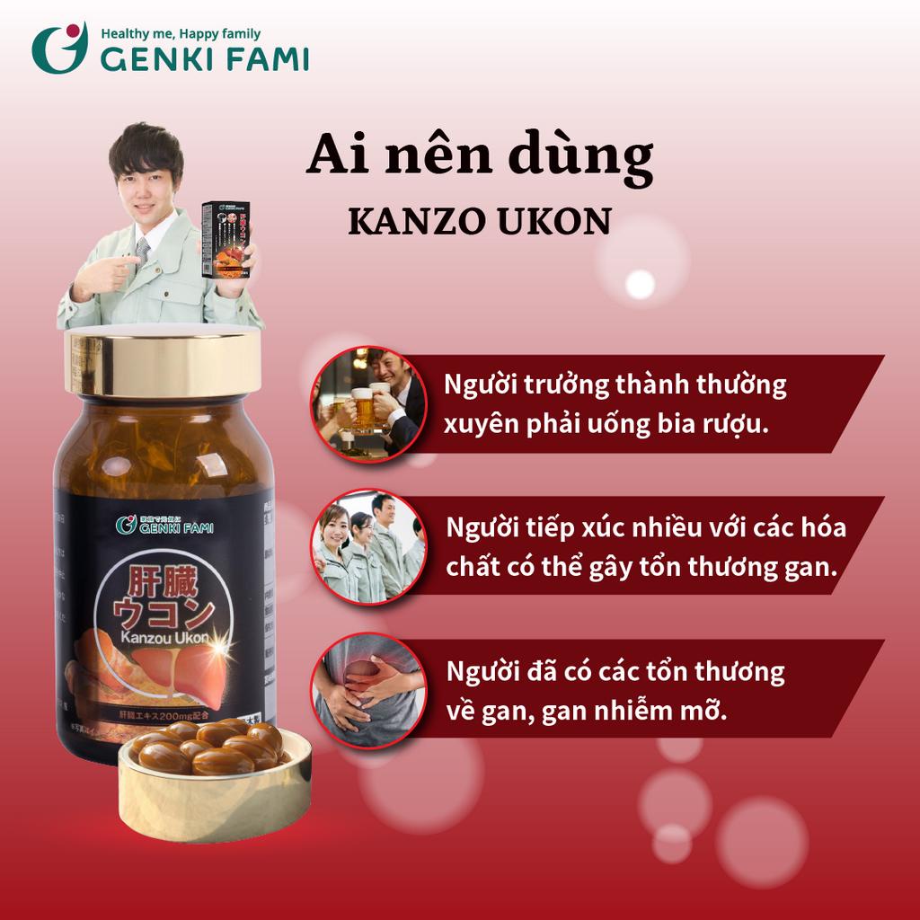 Ảnh Combo Viên Uống Bổ Gan Giảm Mệt Mỏi Kanzo Ukon, Tăng Cường Sinh Lý, Sức Khỏe Nam Supo Maca Genki Fami Nhật Bản 3