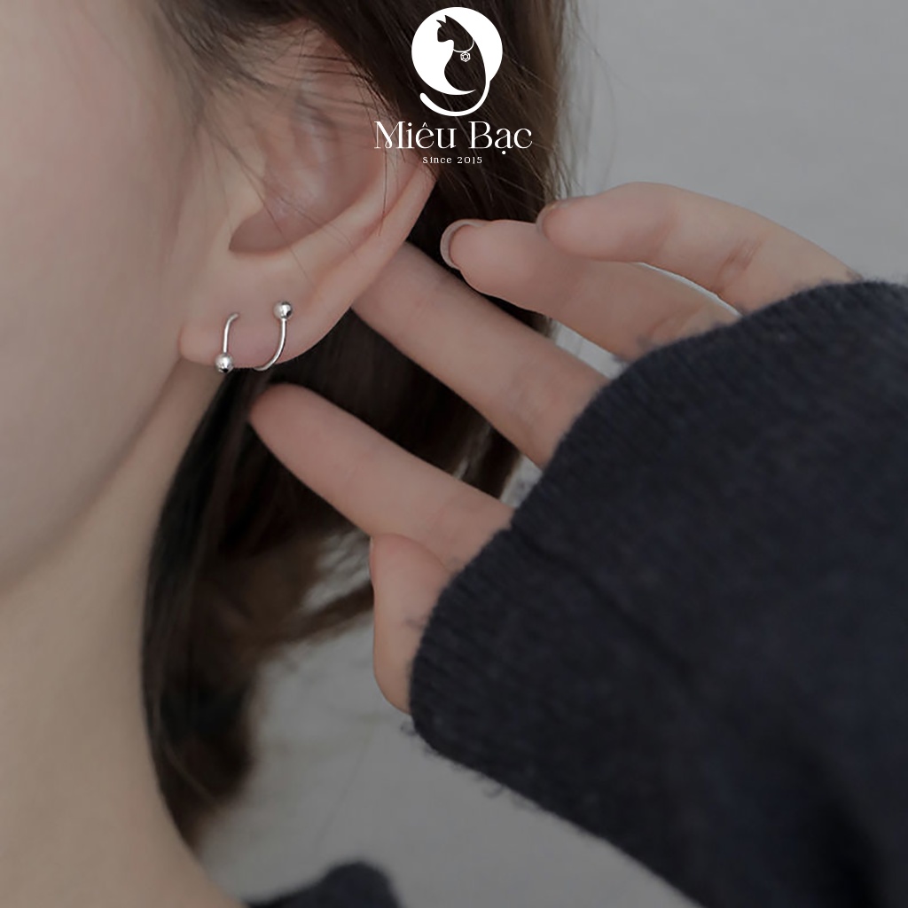 Mô tả Bông tai bạc nữ Miêu Bạc khuyên tai chốt bi xoáy cá tính (1 chiếc) chất liệu bạc 925 phụ kiện trang sức nữ B400704-1 - 7