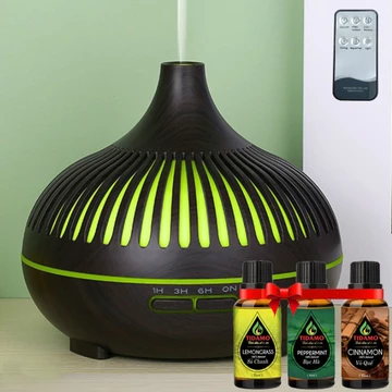 Combo Máy Xông Tinh Dầu Cách Điệu Có Điều Khiển Từ Xa + Tinh Dầu Nguyên Chất TIDAMO Tự Chọn - Máy Khuếch Tán Tinh Dầu
