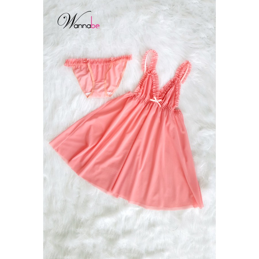 Đầm ngủ sexy wannabe dnc07 dây vai dập bèo Nữ tính, gợi cảm