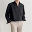 Sơ mi nam nữ cổ V vải lụa, Áo sơ mi form rộng Unisex nam nữ tay dài Hàn Quốc
