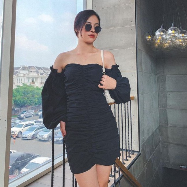 ĐẦM TRỄ VAI NHẤN THÂN 2 MÀU - SISI DRESS
