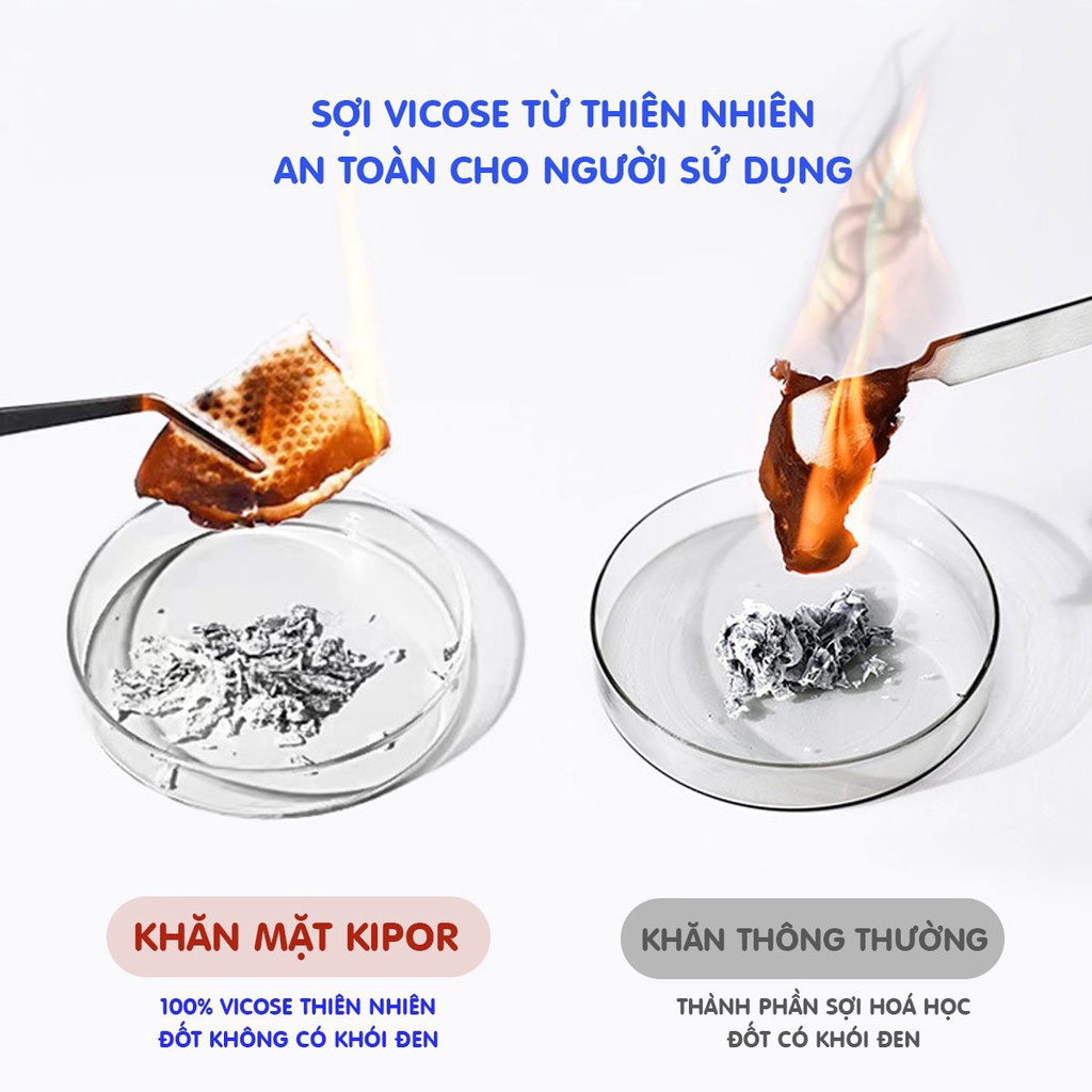Ảnh Khăn mặt khô đa năng Kipor dùng 1 lần lau khô, lau ướt - Kích thước 20x20 - Cuộn 60 khăn - Hàng chính hãng 4