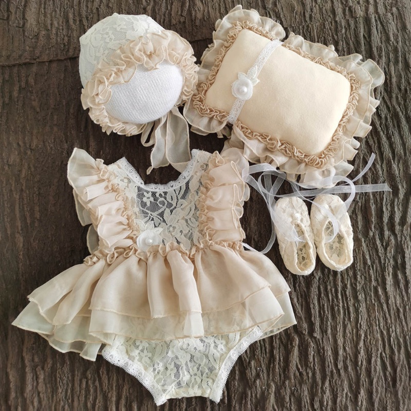Fl Bé Body Áo liền quần Beanies Nắp Gối Quần Short Giày Trang Phục Trẻ Sơ Sinh Ảnh Trang Phục Quần Áo Đạo Cụ Chụp Ảnh