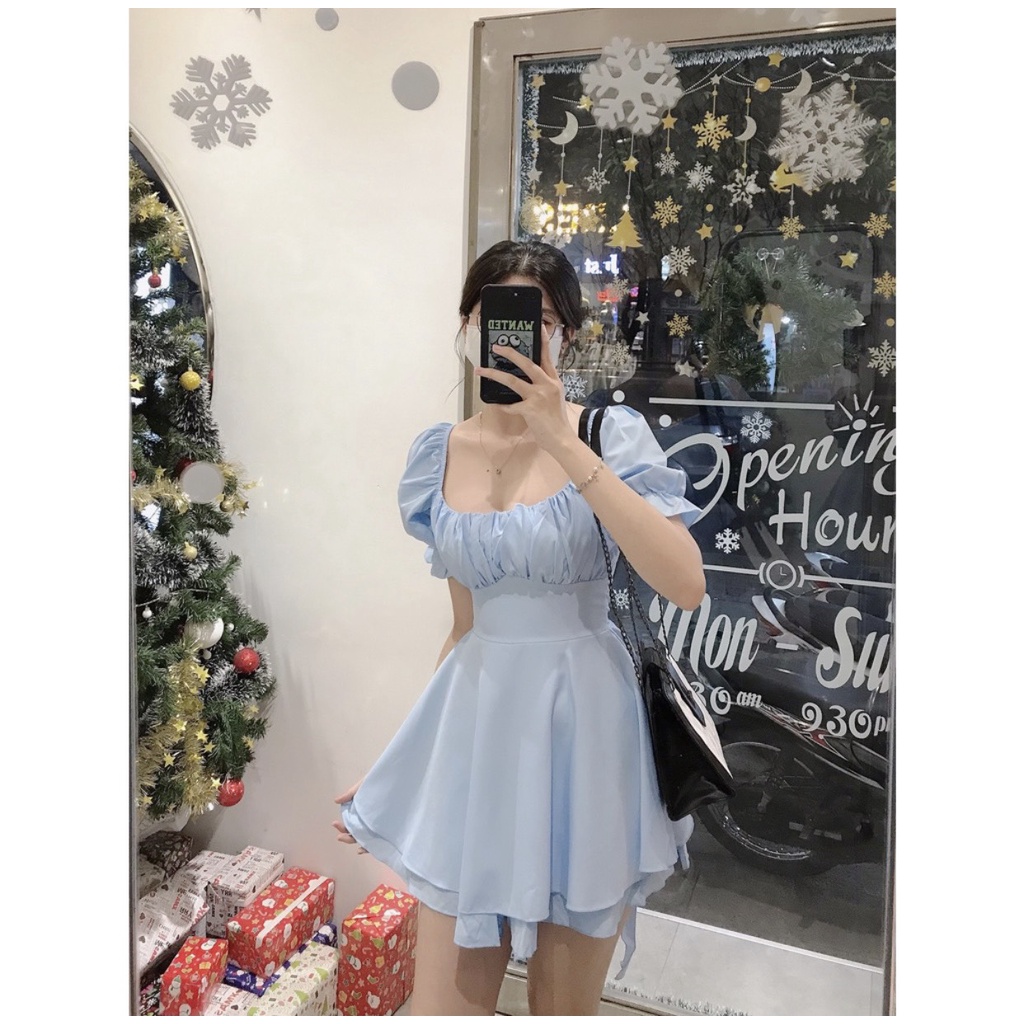 JUMSUIT CỔ VUÔNG THẮT EO HAI MÀU TRẮNG ĐEN XINH XẮN - SUSU JUMSUIT