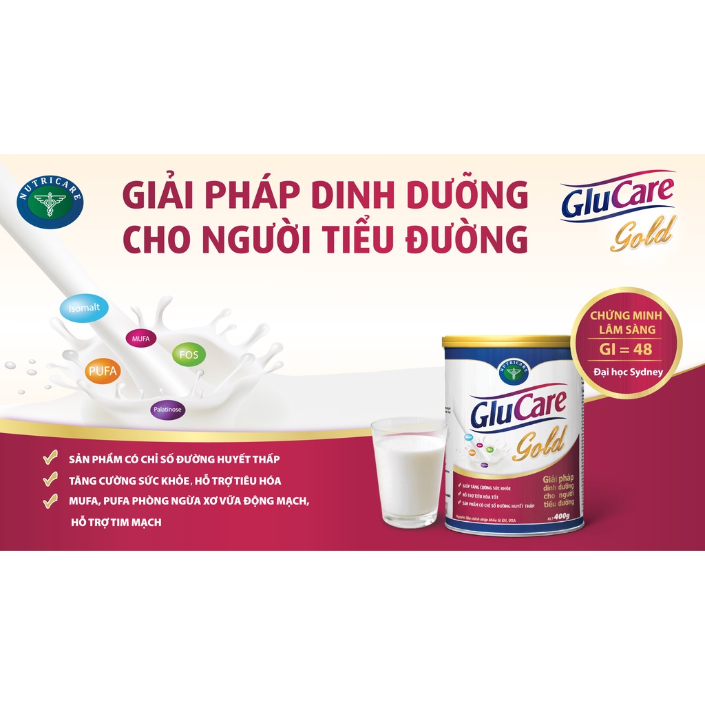 Sữa bột nutricare GLUCARE GOLD 900G - DINH DƯỠNG CHO NGƯỜI TIỂU ĐƯỜNG