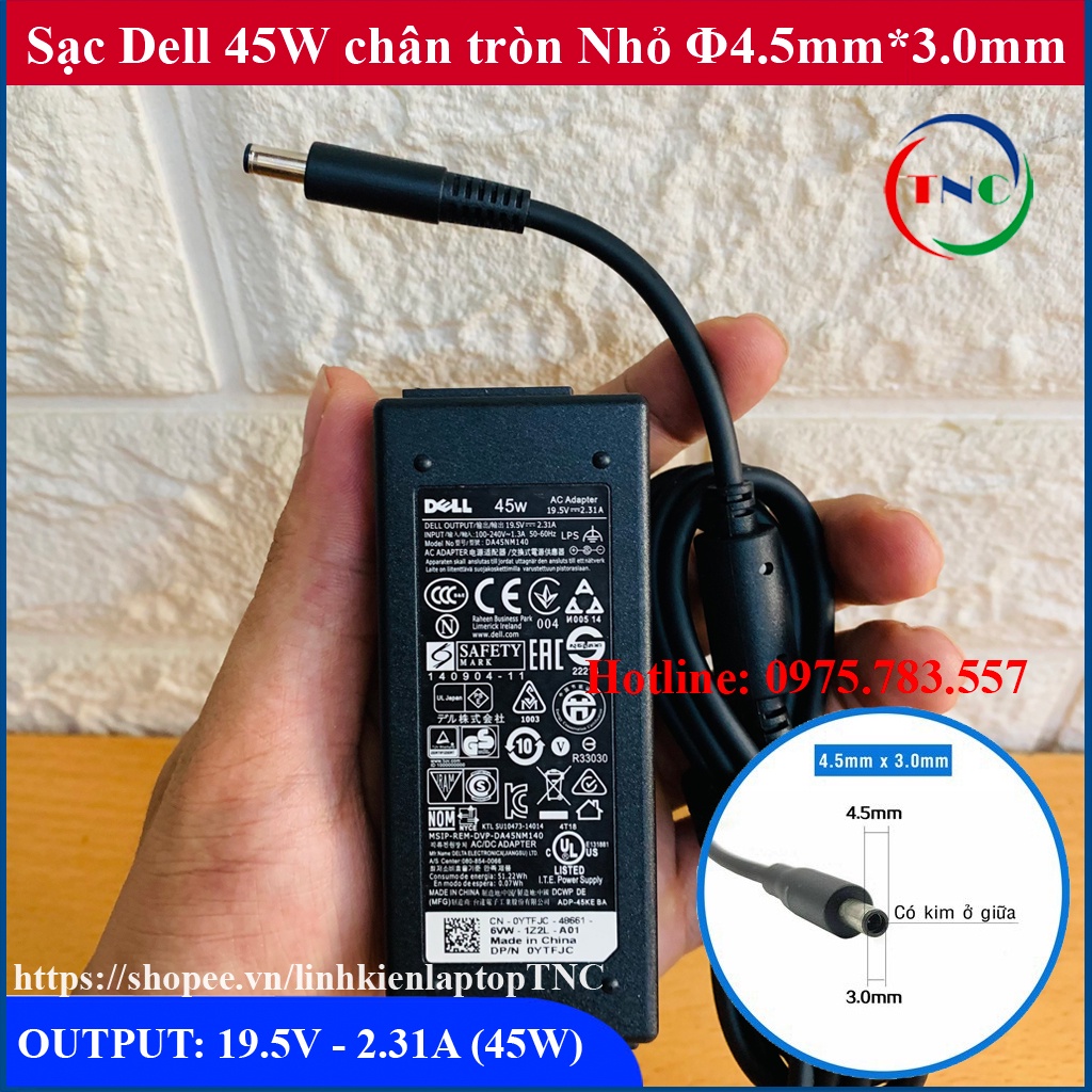 Sạc Laptop Dell 19.5V - 2.31A (45W) chân kim nhỏ Φ4.5 *3.0mm | Shopee ...