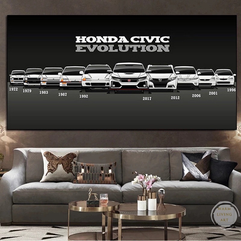 Nghệ Thuật Hiện Đại Honda CIVIC Loại R Series Evolution Xe Áp Phích Treo Tường Canvas Tranh HD In Hình Cho Phòng Khách Bé Trai Phòng Ngủ Trang Trí Nhà Bức Tranh Tường