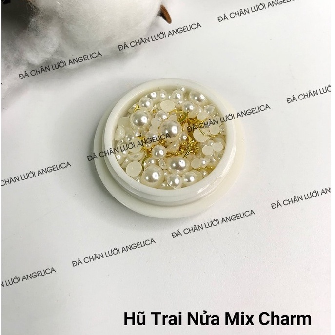 Hũ Charm Ngọc Trai Nhân Tạo Kèm Phụ Kiện Trang Trí Móng HTNMC ANGELICA