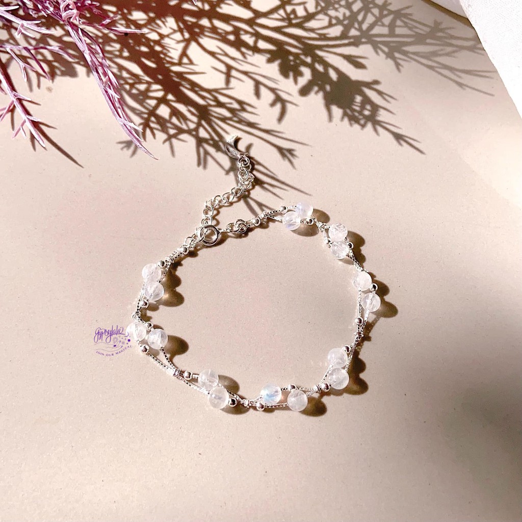 Ảnh Vòng Tay Đá Ánh Trăng Mini Thiên Nhiên May Mắn Không Kị Mệnh SP002474 Gypsy.lala 4