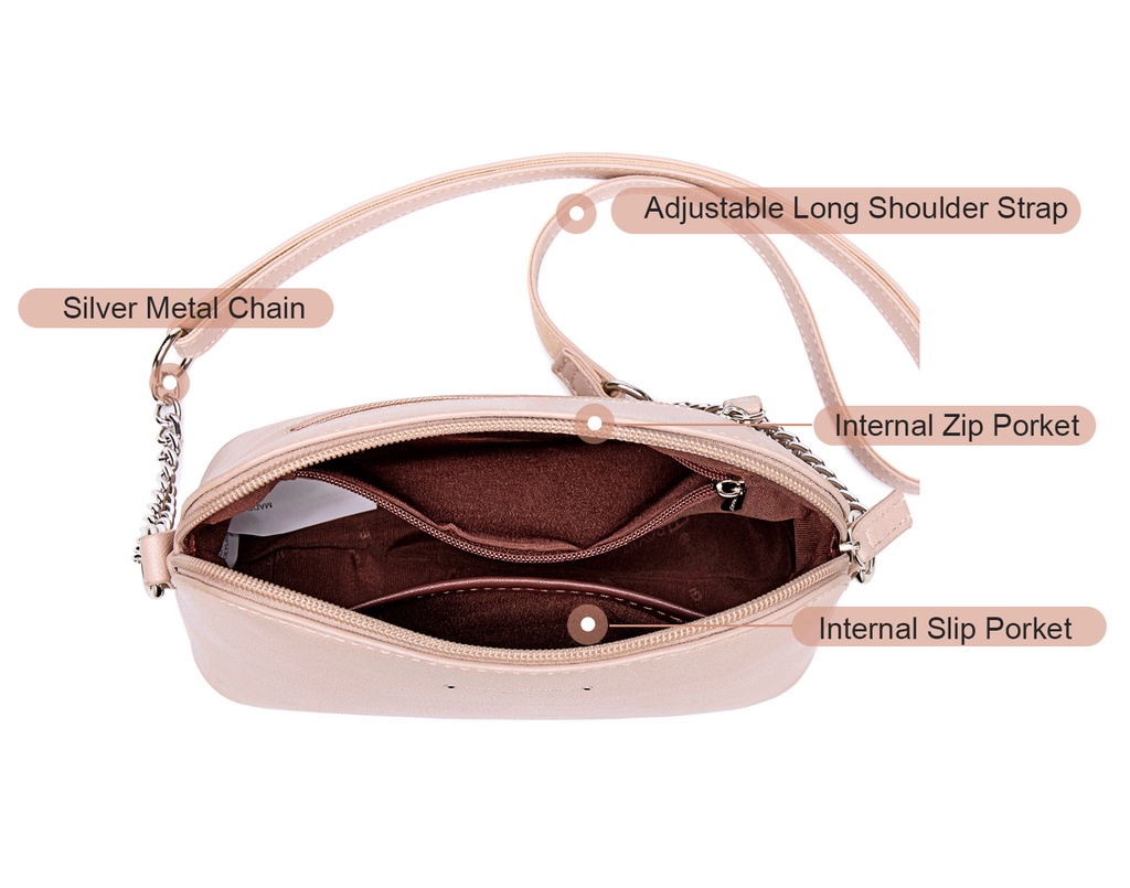 Mô tả Túi đeo chéo DAVID JONES từ da pu phối dây xích thời trang mùa xuân dành cho nữ - 8