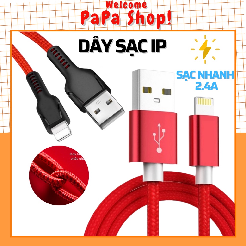 Cáp sạc cao cấp dù 1m và 3m dành cho IP7/8/7plus/8plus/x/xsmax/11/12/13 ...