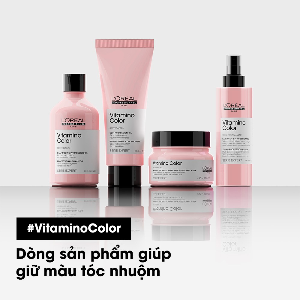 Xịt dưỡng chống nắng giữ màu tóc nhuộm L'Oréal Serie Expert Vitamino Color  190ml [+Tặng mũ trùm][+Ủ ProLonger 75ML]