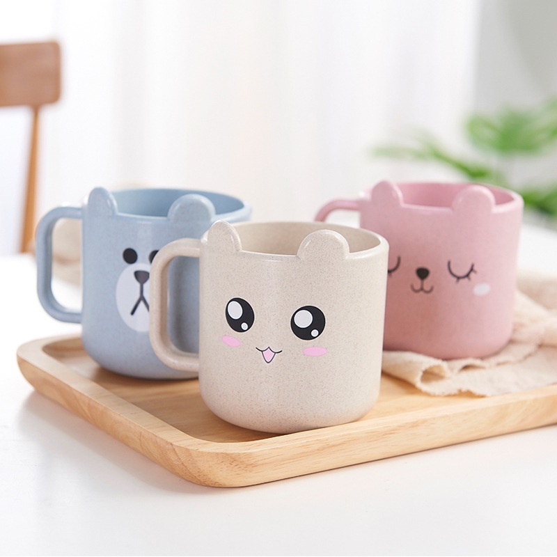 Cốc Uống Cà Phê Bằng Nhựa Rơm Lúa Mì Thân Thiện Với Môi Trường Có Tay Cầm Đơn Giản Dễ Thương
