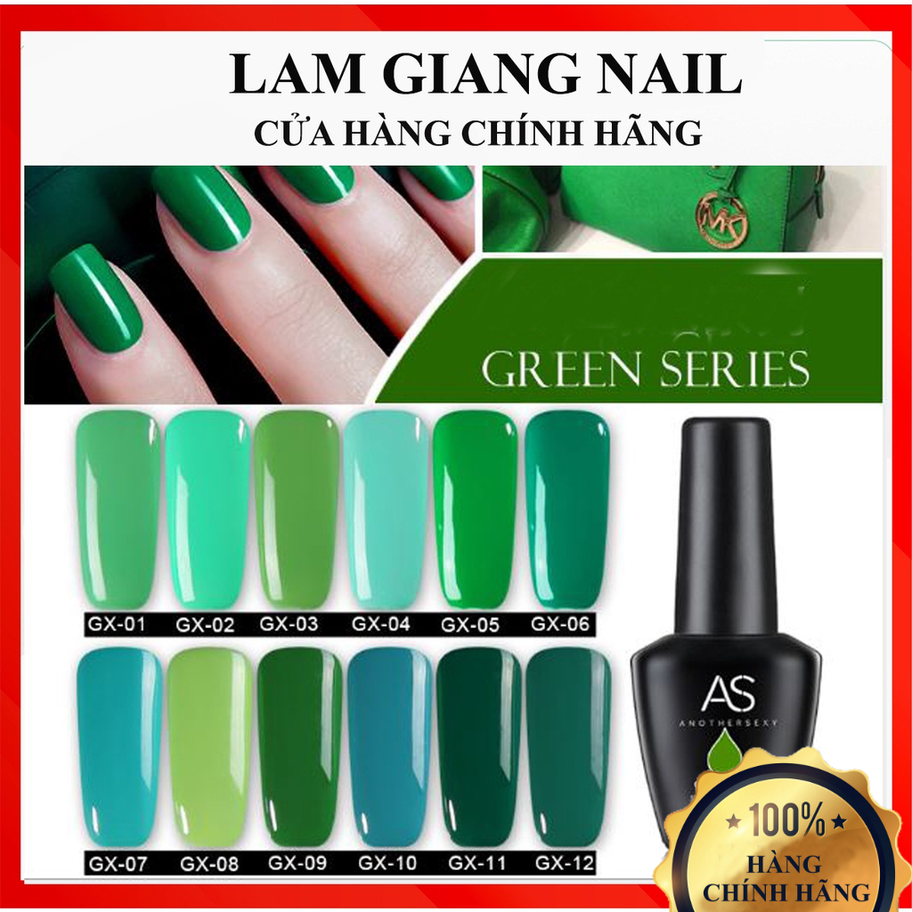 Sơn gel AS xanh lá, Green color ( Mã GX )