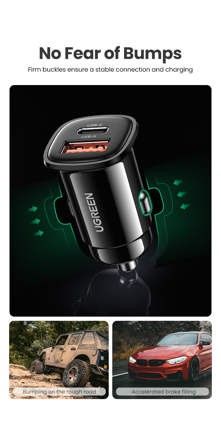 Tẩu sạc UGREEN USB-C USB-A sạc nhanh ô tô hai cổng 30W thích hợp cho Xiaomi 12/ Samsung S20 S21/ iPhone 12 13 14 15 Pro Max – ảnh mô tả chi tiết 14