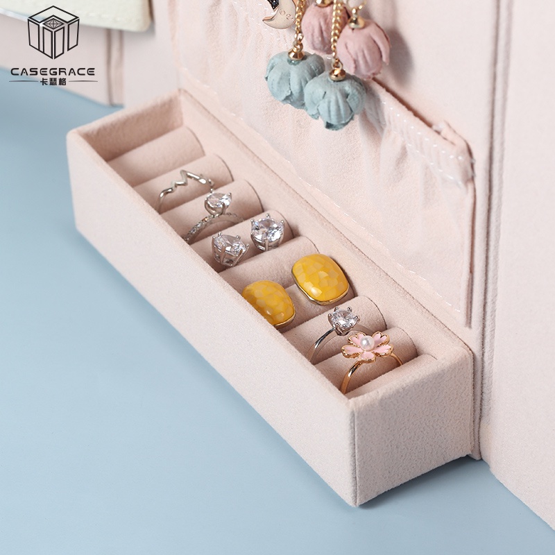 Casegrace Hộp Đựng Trang Sức Hình Quyển Sách Gập Lại Được Có Gương Trưng Bày Dành Cho Bạn Nữ