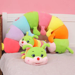 Gối ôm nhồi bông hình con sâu nhiều màu sắc xinh xắn