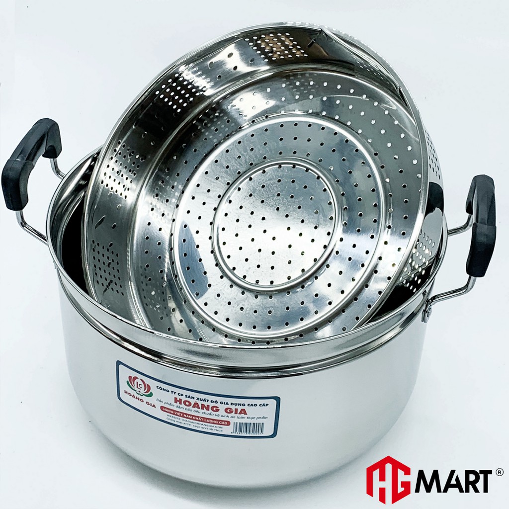 Ảnh Nồi inox 1 đáy HG Mart nắp kính có xửng hấp nấu trên bếp từ [Bảo Hành 12 Tháng] 4