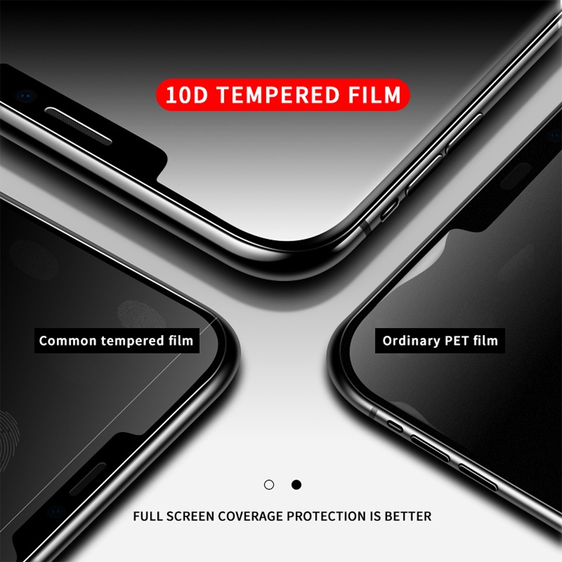 Kính Cường Lực 10D Bảo Vệ Toàn Màn Hình Cho iPhone 11 12 13 Pro Max 6 7 8P X XS XR