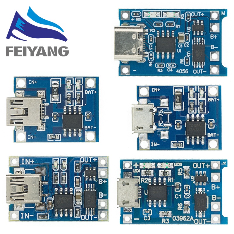 Mô-đun sạc pin Lithium TP4056 18650 Type-c/Micro/Mini USB 5V 1A với chức năng bảo vệ kép