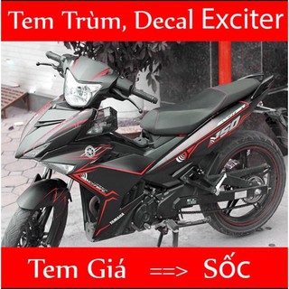 Tem trùm exciter 150 đen chỉ đỏ, độ team decal xe ex dán đời 2015-2020