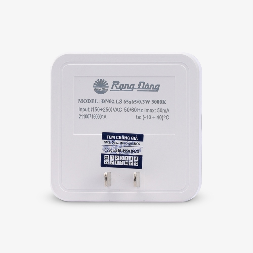 Ảnh Đèn ngủ cảm biến nhỏ gọn Rạng Đông - Model: ĐN02.LS 65x65/0.3W 4