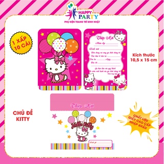 Thiệp sinh nhật, thiệp mời thôi nôi cao cấp cho bé gái HAPPY PARTY giấy nhập khẩu cao cấp kt 10.5 x 15 cm