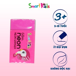 Gôm smartkids màu Neon (1 cái) Dành cho học sinh, sinh viên. Dễ dàng tẩy sạch chì. An toàn, không độc hại