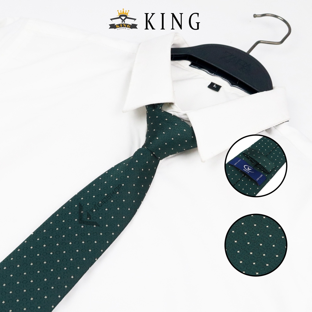 Cà vạt nam xanh đen KING tự thắt họa tiết bản 8cm, cravat nam, cravat ...