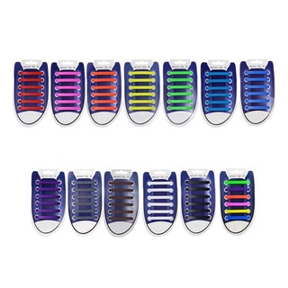 Set 12 Dây Giày Thể Thao Bằng Cao Su Silicone Co Giãn Phối Ren An Toàn Nhanh Chóng Cho Người Lớn Và Trẻ Em