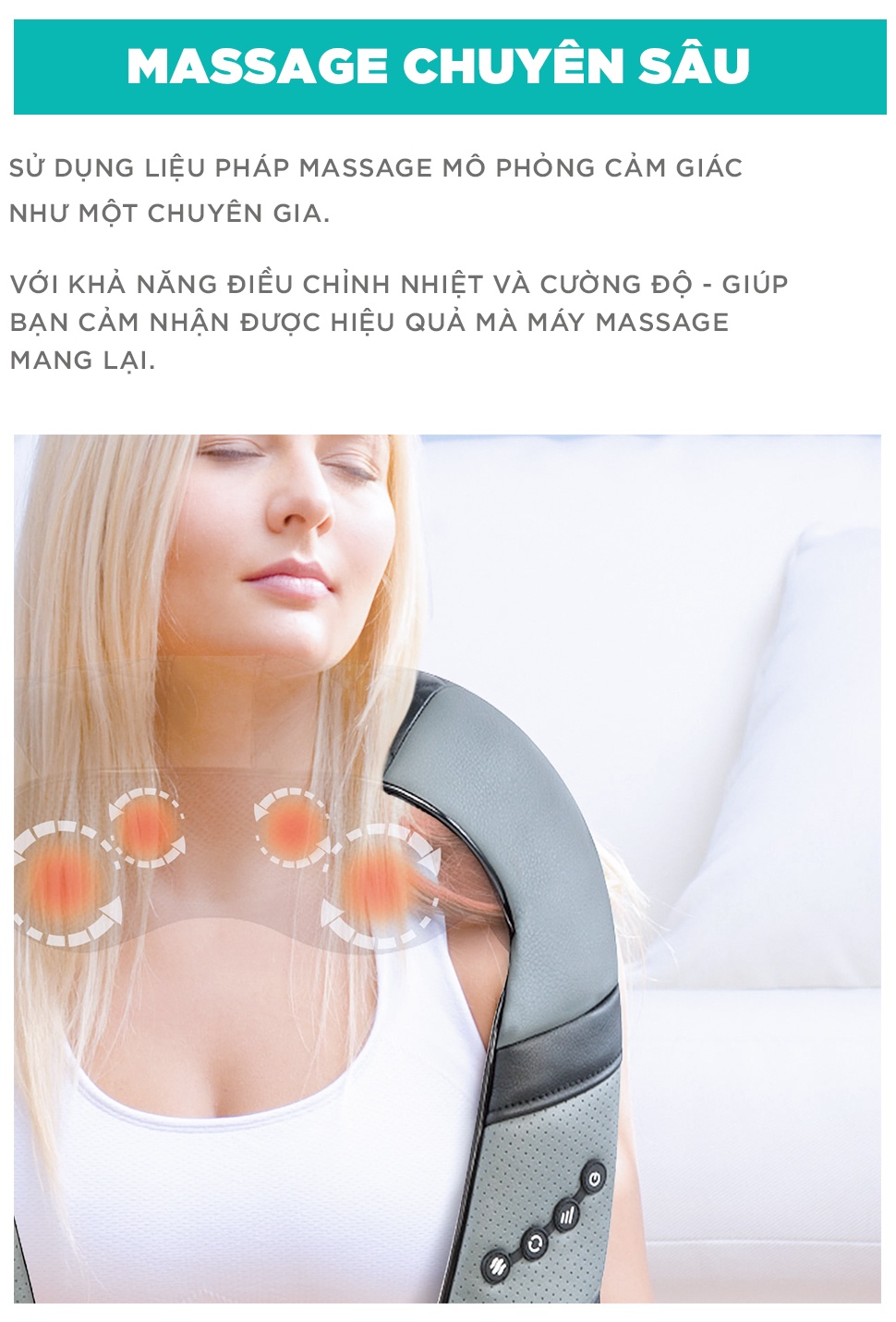 Mô tả Máy Massage Cổ Vai Gáy Chuyên Sâu KINGTECH KS-460,  Chức Nhiệt Hồng Ngoại, Xoay Đảo Chiều - Hàng Chính Hãng - 7