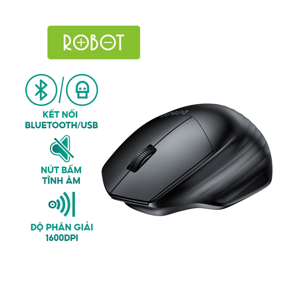 Ảnh Chuột Không Dây Bluetooth & USB Nano 2.4 GHz  ROBOT M350 Tĩnh Âm  - Độ Phân Phải 1600 DPI 2