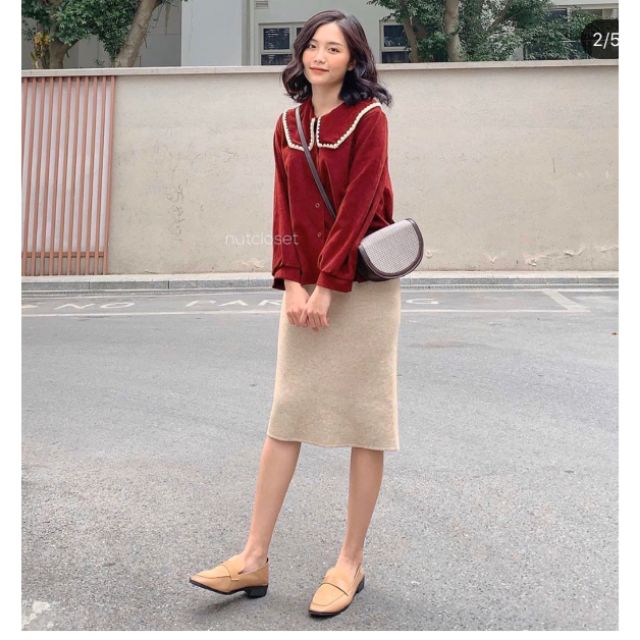 ÁO SƠ MI DẠ NHUNG CỔ THÊU SIÊU DỄ THƯƠNG - MIRA TOP