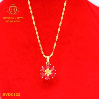 Dây Chuyền Nữ Mặt Cỏ 6 Lá, Vòng Cổ Đính Đá Xi Mạ Vàng Non 24k Cao Cấp - Trang Sức Hava Hong Kong