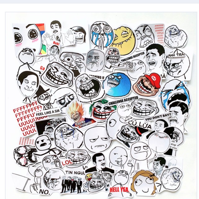 Sticker troll face meme 30 cái ép lụa khác nhau siêu cute siêu dễ ...