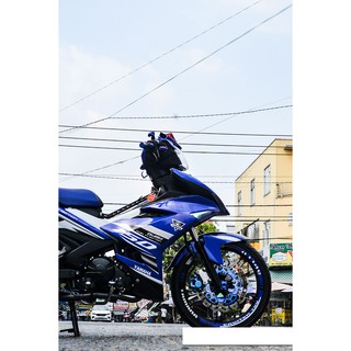 Tem trùm exciter 150 xanh trắng đen mẫu mới, độ team trùm decal xe máy ex dán đời 2015-2020