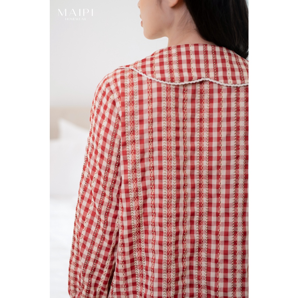 Ảnh Bộ đồ ngủ mặc nhà Dalia họa tiết kẻ caro trẻ trung, chất liệu đũi mềm mại, kiểu dáng năng động thiêt kế by L'AMME 3