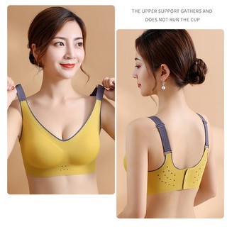 Mới M-6XL cộng với kích thước thể thao đồ lót phụ nữ đầy đủ cup siêu mỏng latex thời trang va chạm màu liền mạch cộng với kích thước Bra nhẹ không dây kết hợp chống chảy xệ Bra bên hỗ trợ Push Up Bra Breathable thoải mái chăm sóc sức khỏe đồ lót