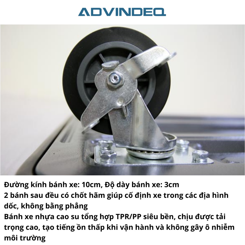 Xe đẩy hàng 4 bánh gấp gọn sàn thép phủ nhám chống gỉ chống xước ADVINDEQ , bảo hành 12 tháng toàn quốc