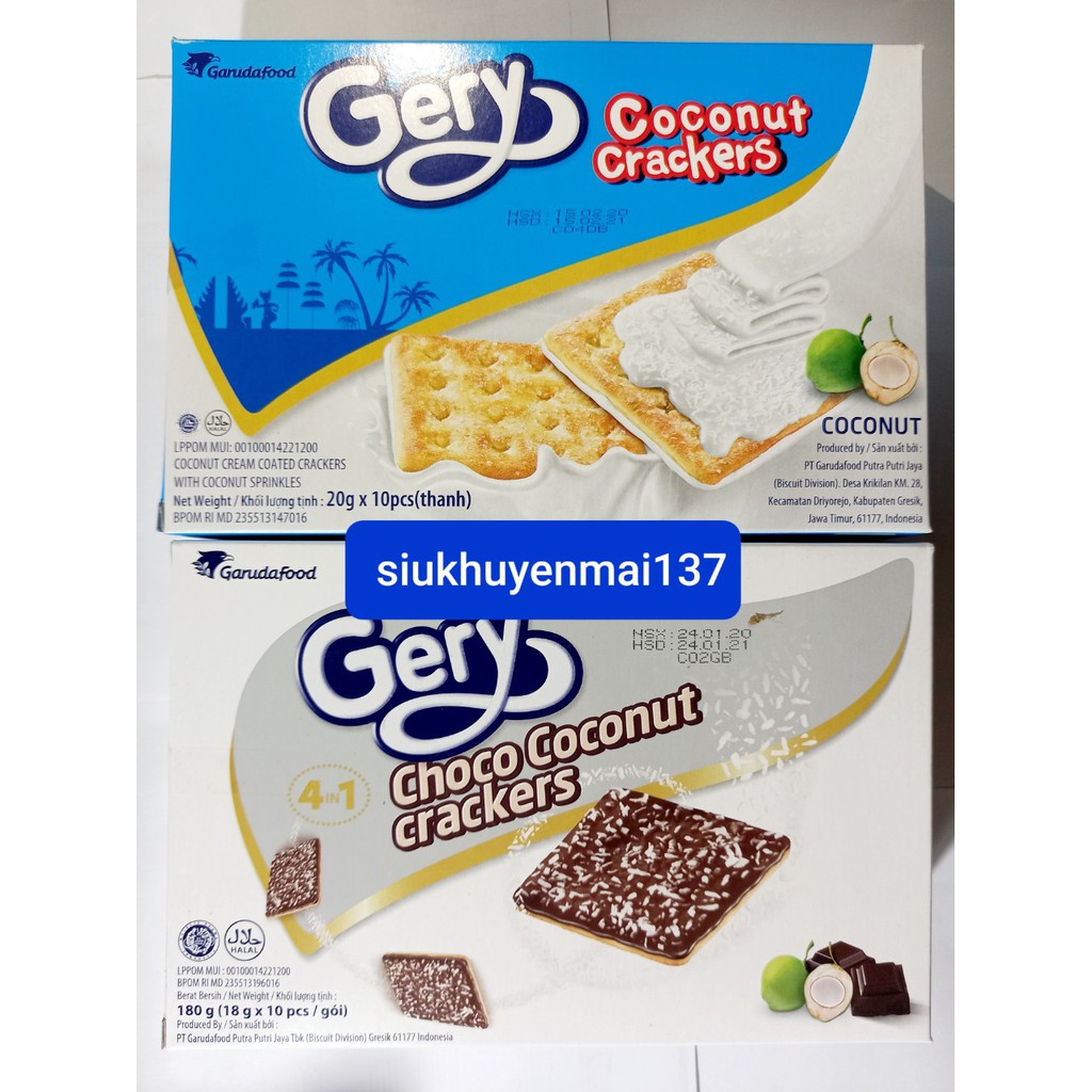 bánh Gery dừa socola , hộp 200g indonesia date:5_11_23 | Shopee Việt Nam
