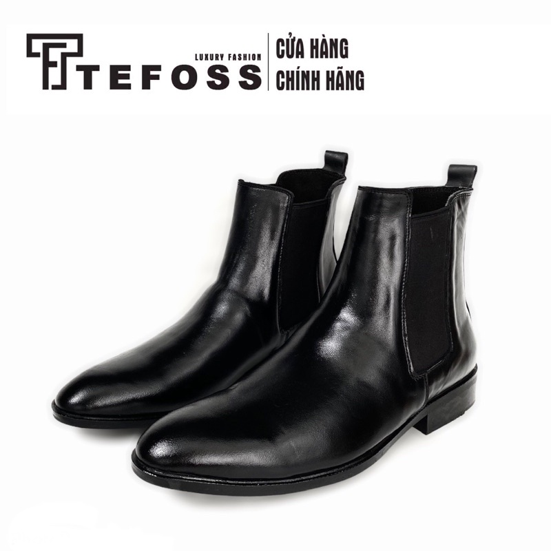 Giày da bò thật nam Chelsea Boot TEFOSS HT650 ver1 bản thun thẳng size 37-45- Mẫu da nhăn tự nhiên