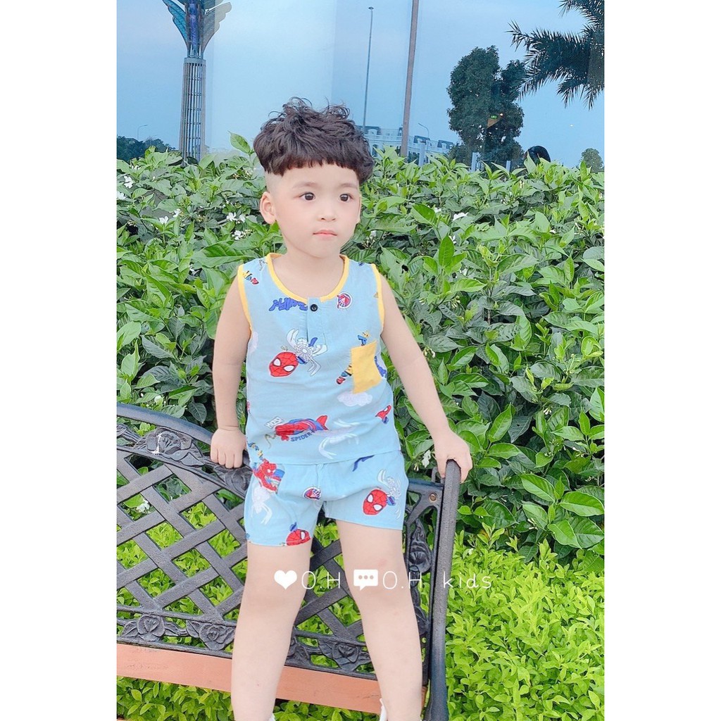 Bộ Ba Lỗ Bé Trai Vải Lanh Lụa (tole) Loại 1 Mềm-Mịn-Mát size 6-20kg
