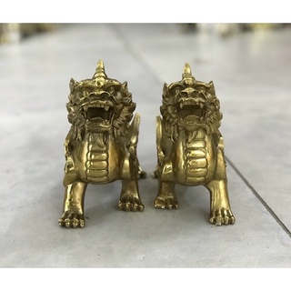 Cặp Tỳ Hưu Cánh Tiền Tài Phúc Lộc  hút tài lộc vật phẩm phong thuỷ bằng đồng